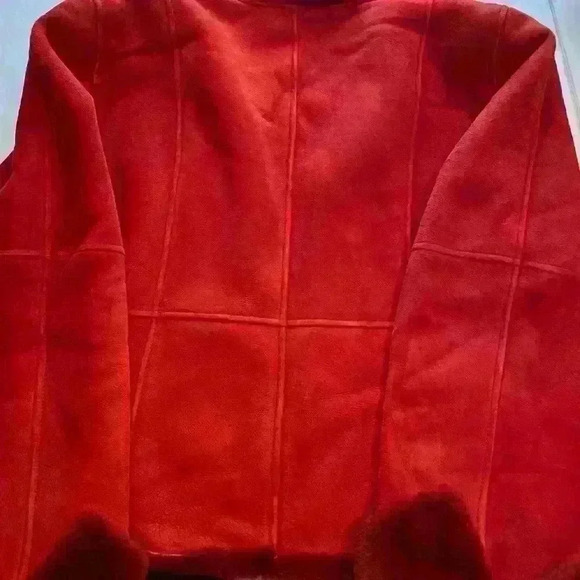 Worth red leather jacket unique buttons leather bound button holes size large - Picture 2 of 10